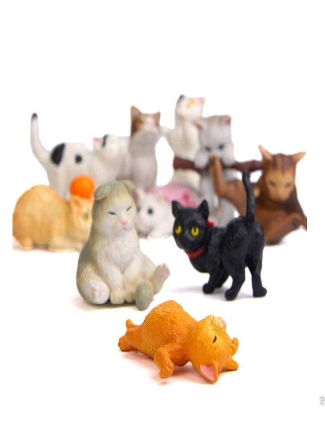Halloluck 10 Pcs Cat Figurines Mini Cat Figure Desktop Decor, Cake Topper, Plant, Automobile Decoration, Miniature Decorations, Landscape Scenes - Image 3